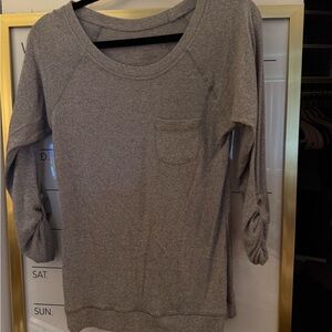 Gray 3/4 Sleeve Relaxed Sweatshirt